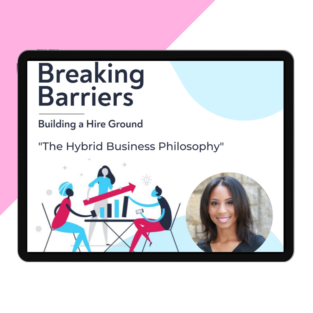 title card for Hire Ground Talks Hybrid Business With Our Co-Founder on “Breaking Barriers” Podcast